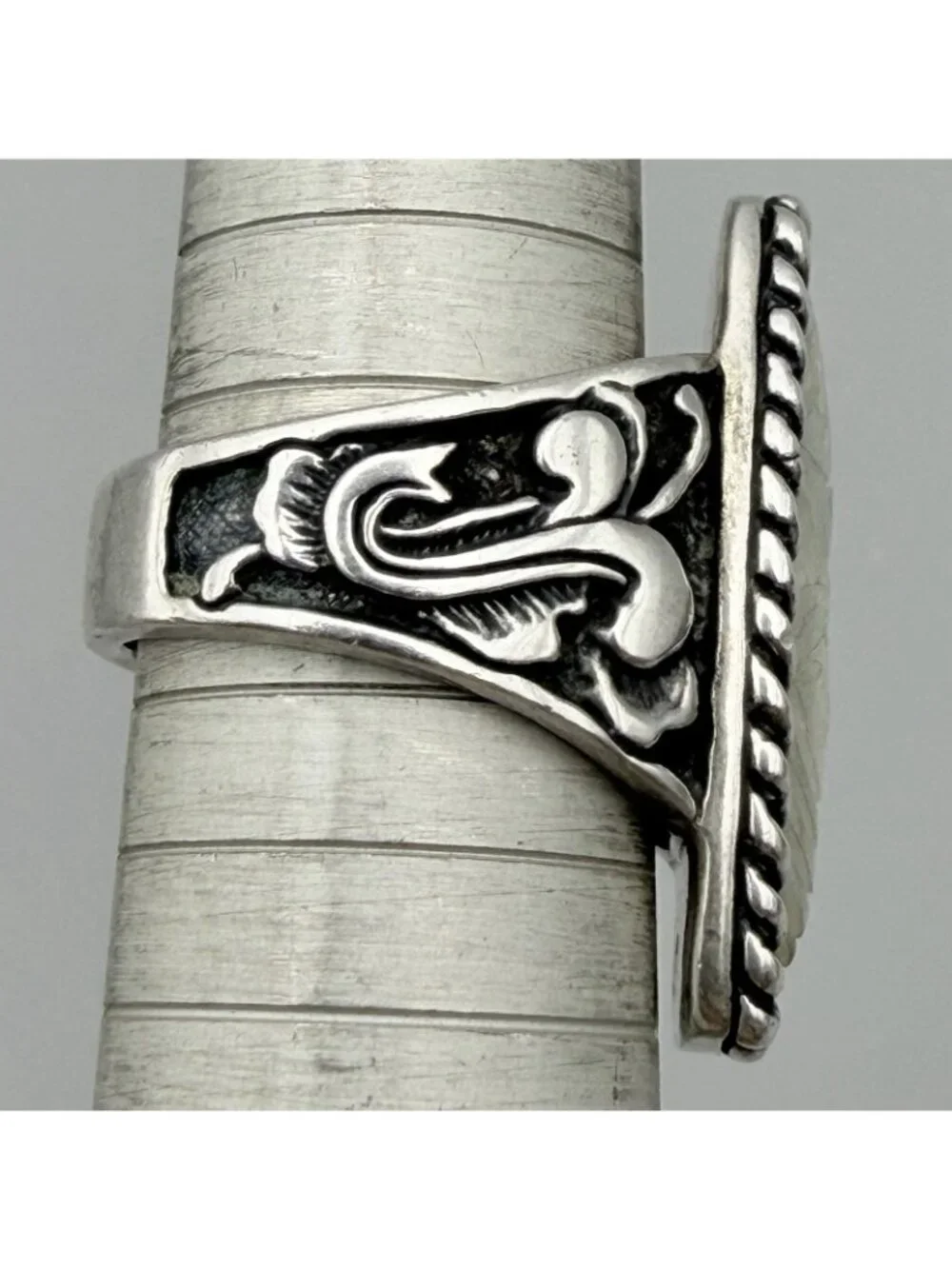 Carolyn Pollack Relios Floral Carved Mother Of Pearl Sterling Silver Ring Size 7